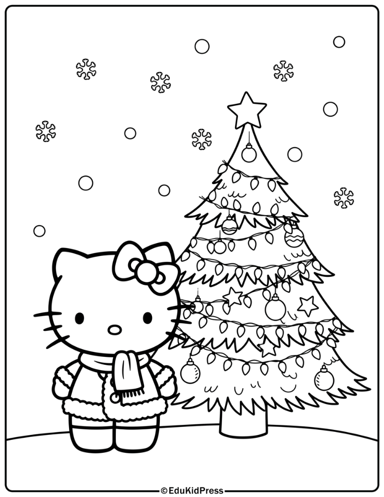 Hello Kitty Christmas Coloring Page