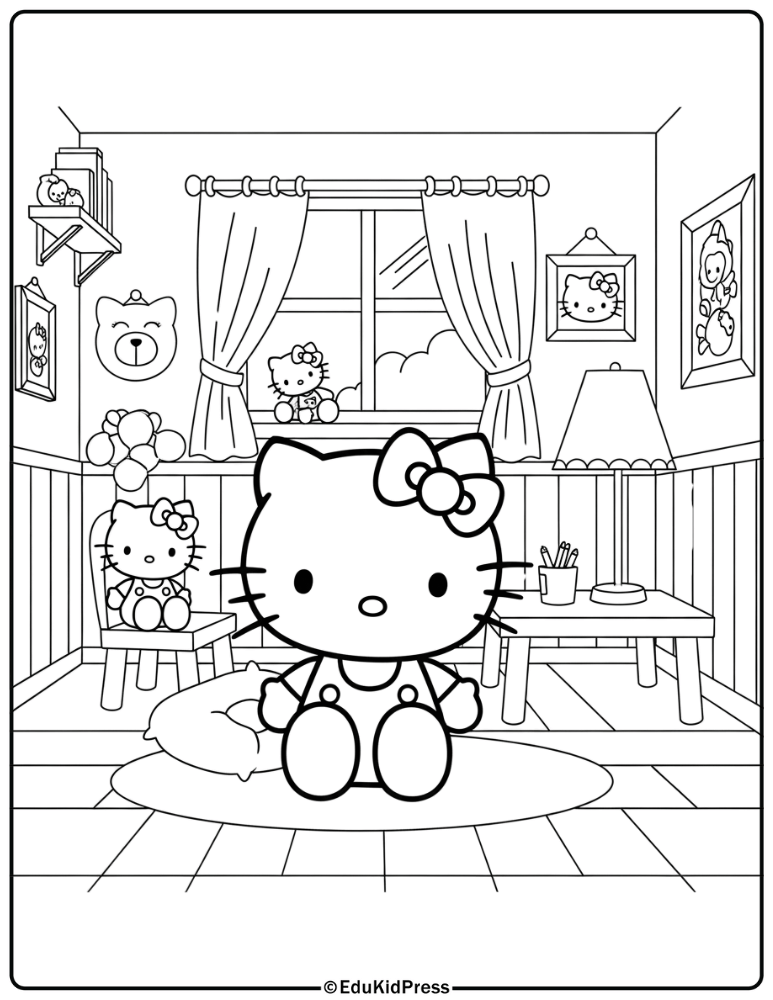 Hello Kitty Classic Outline Coloring Page