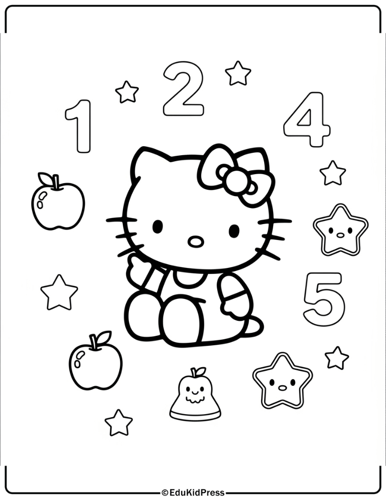 Hello Kitty Early Learning Coloring Page