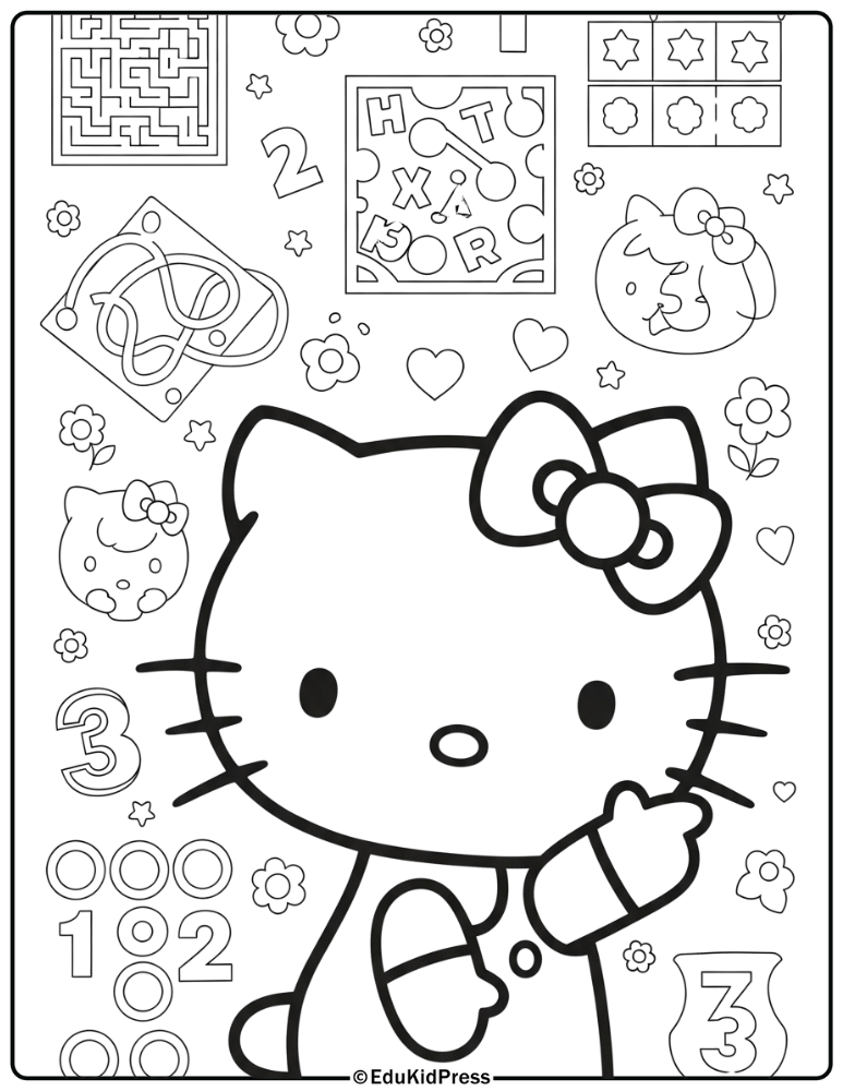 Hello Kitty Fun Task Coloring Page