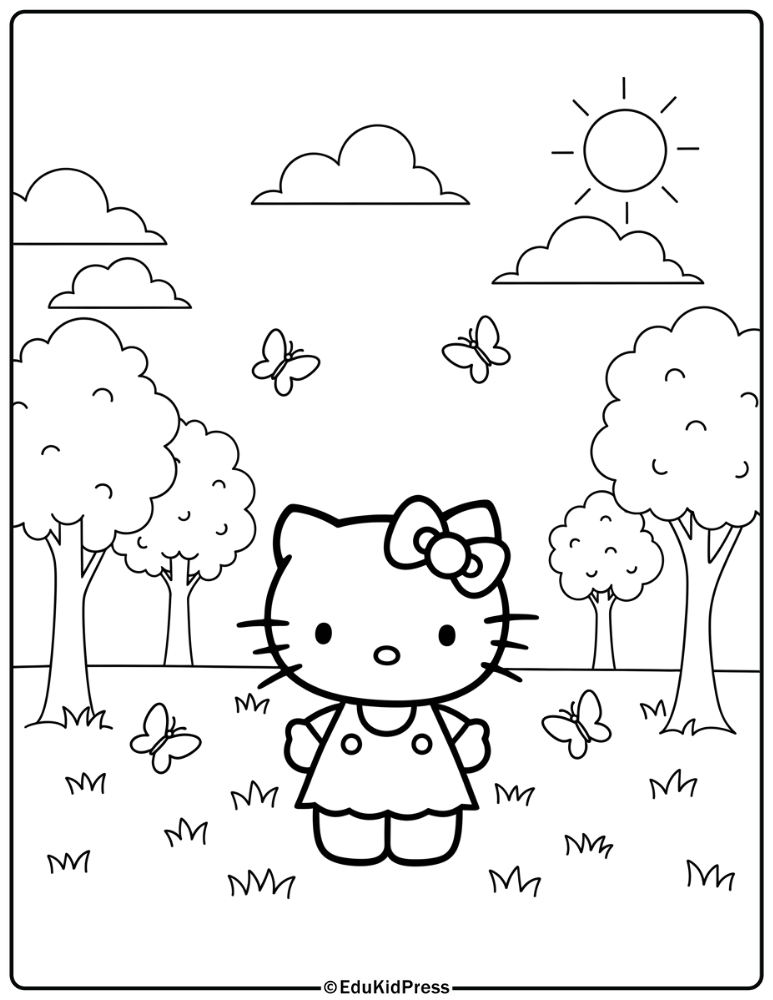 Hello Kitty Outline Coloring Page