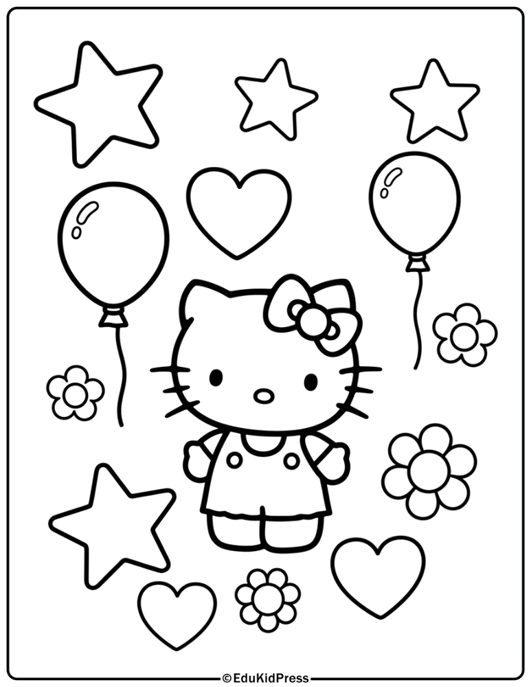 Hello Kitty Preschool Coloring Page