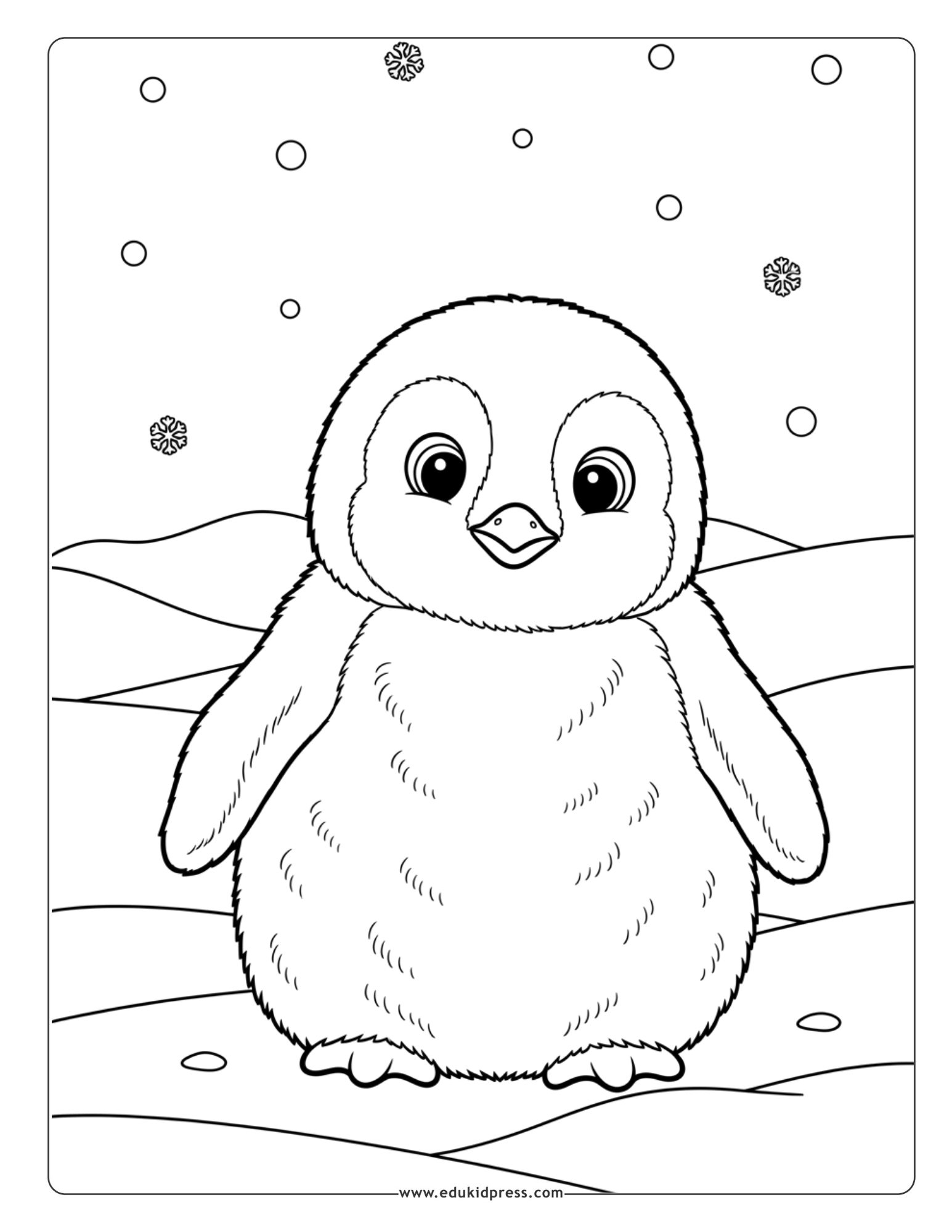 Adorable baby penguin coloring page printable free for kids