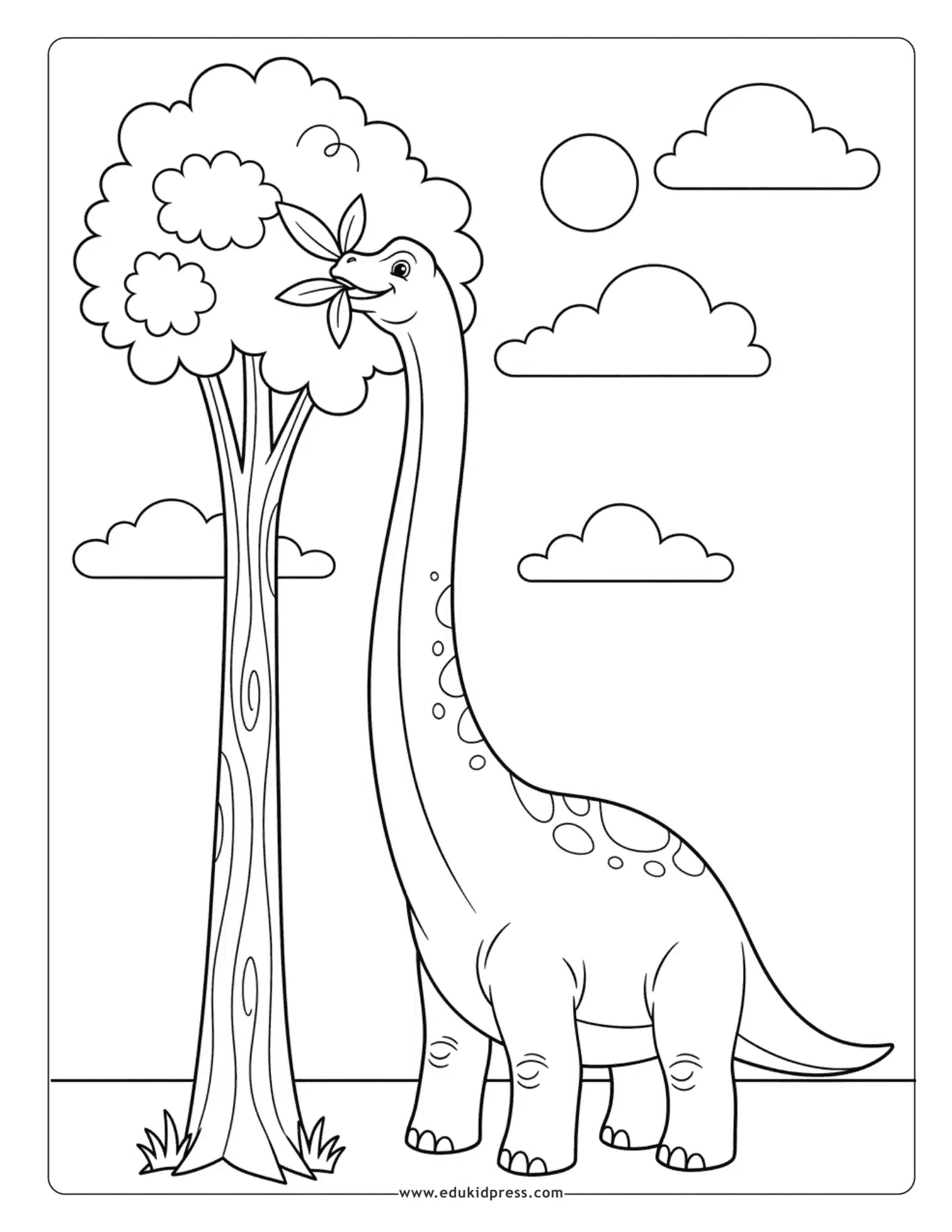 Brachiosaurus eating leaves coloring page free printable