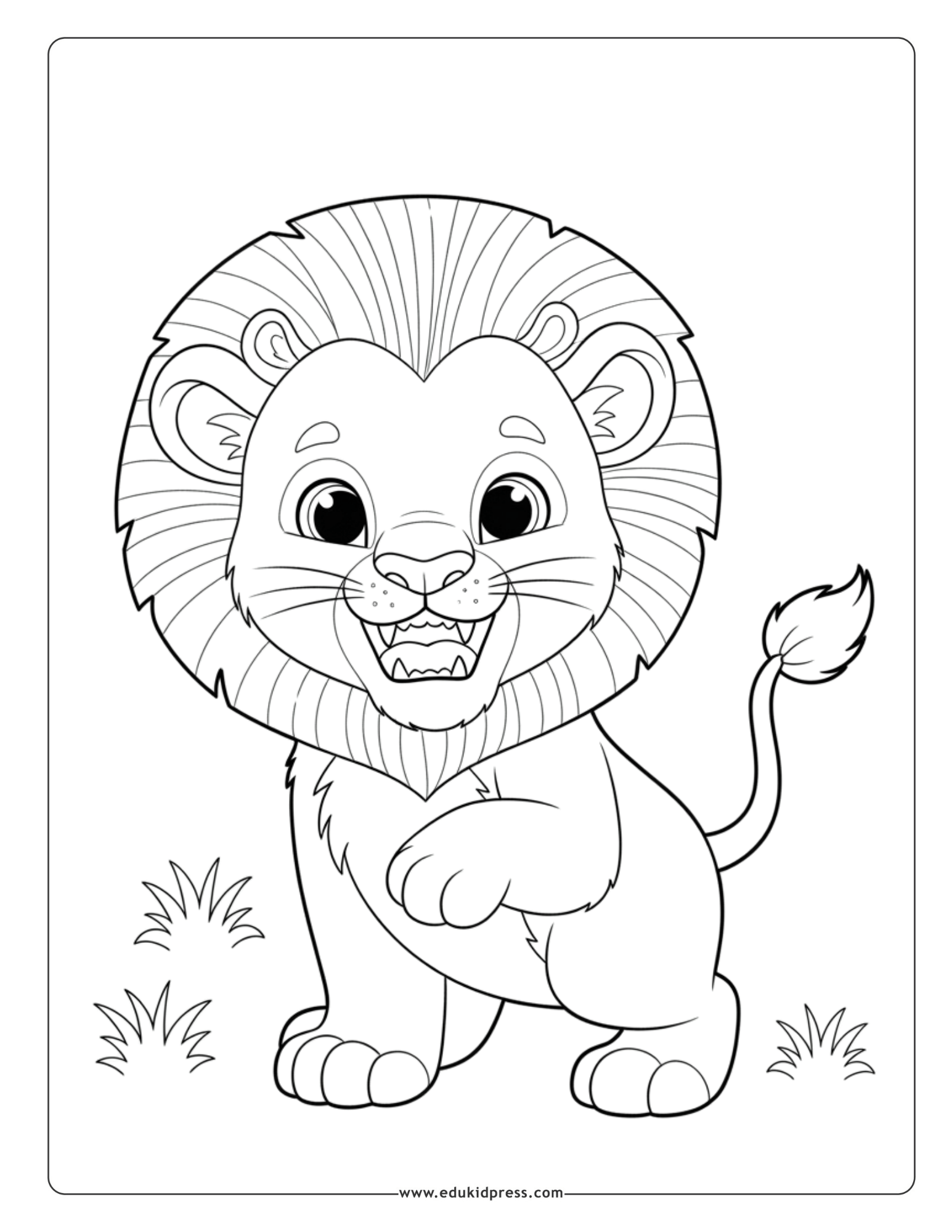 Cartoon cute lion cub coloring page printable free for kids