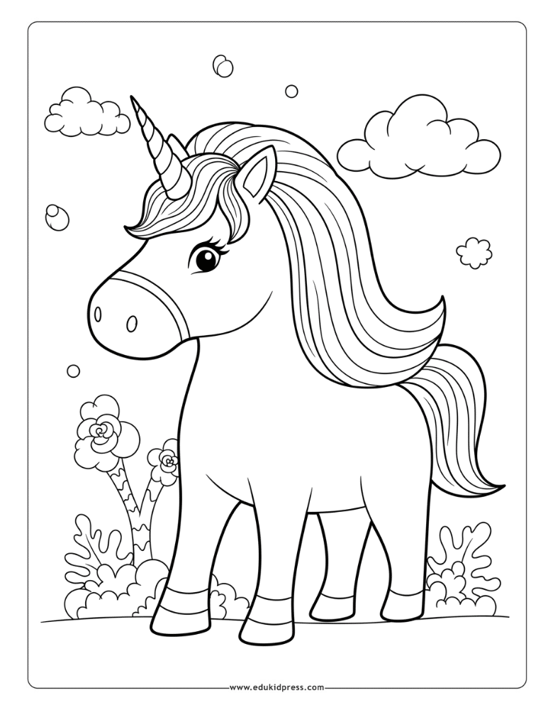 Easy Simple Unicorn Coloring Page for Toddlers – free printable