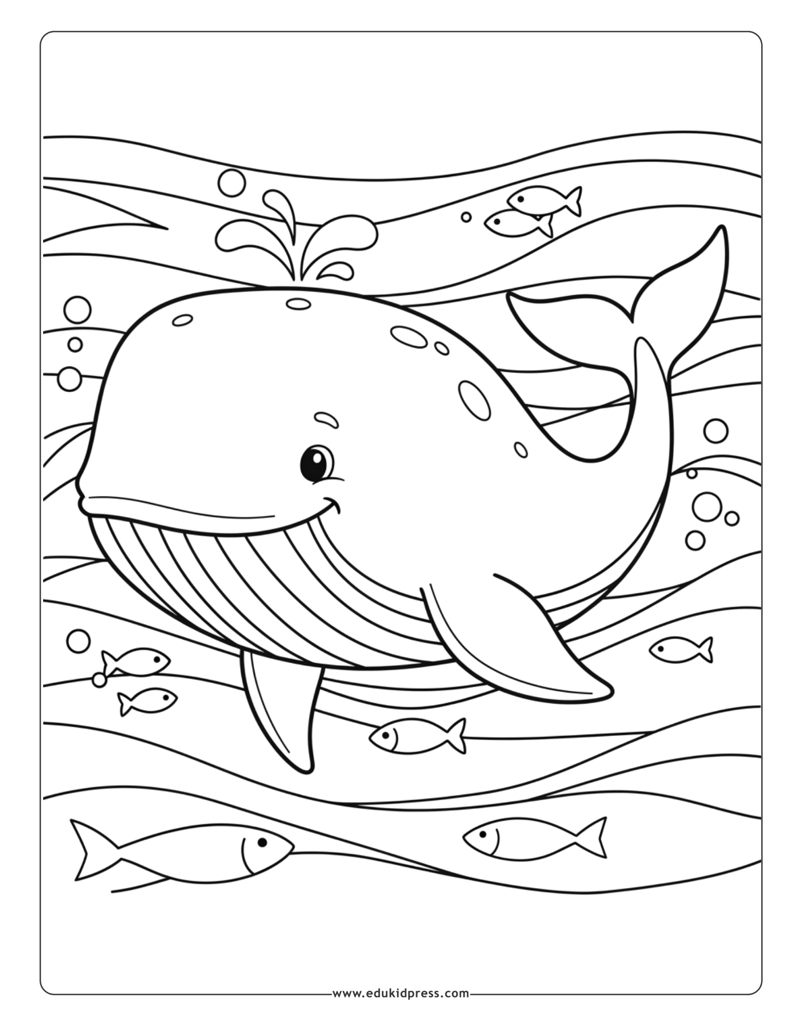 Easy sea whale coloring page for preschoolers free printable