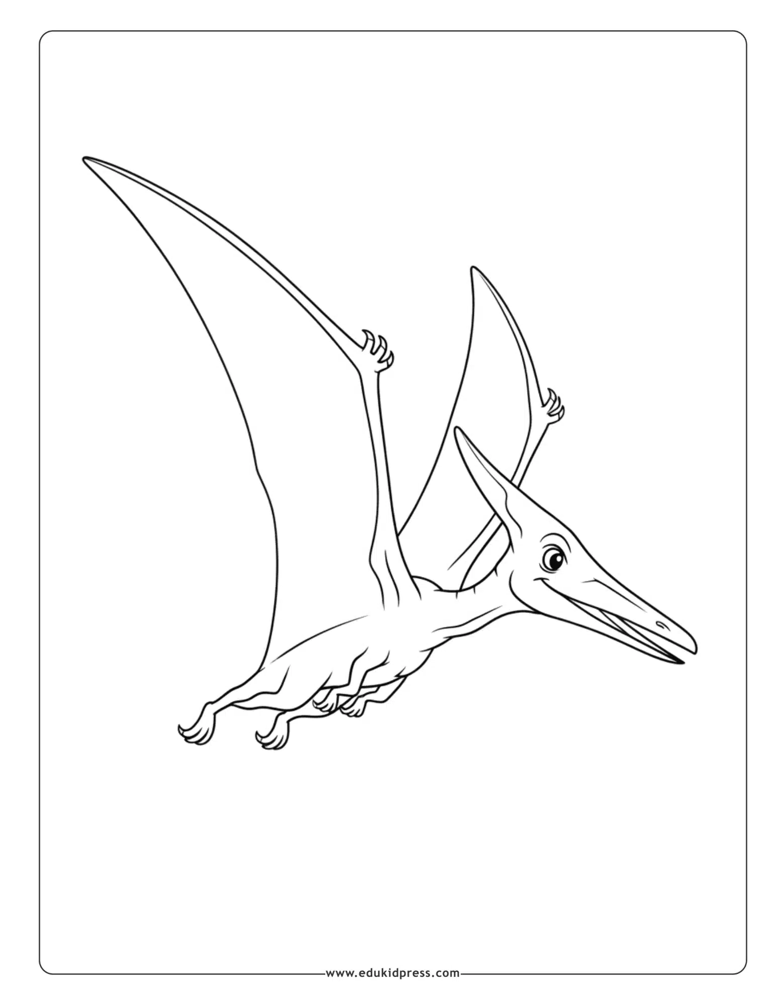 Flying Pterodactyl coloring page free printable for kids