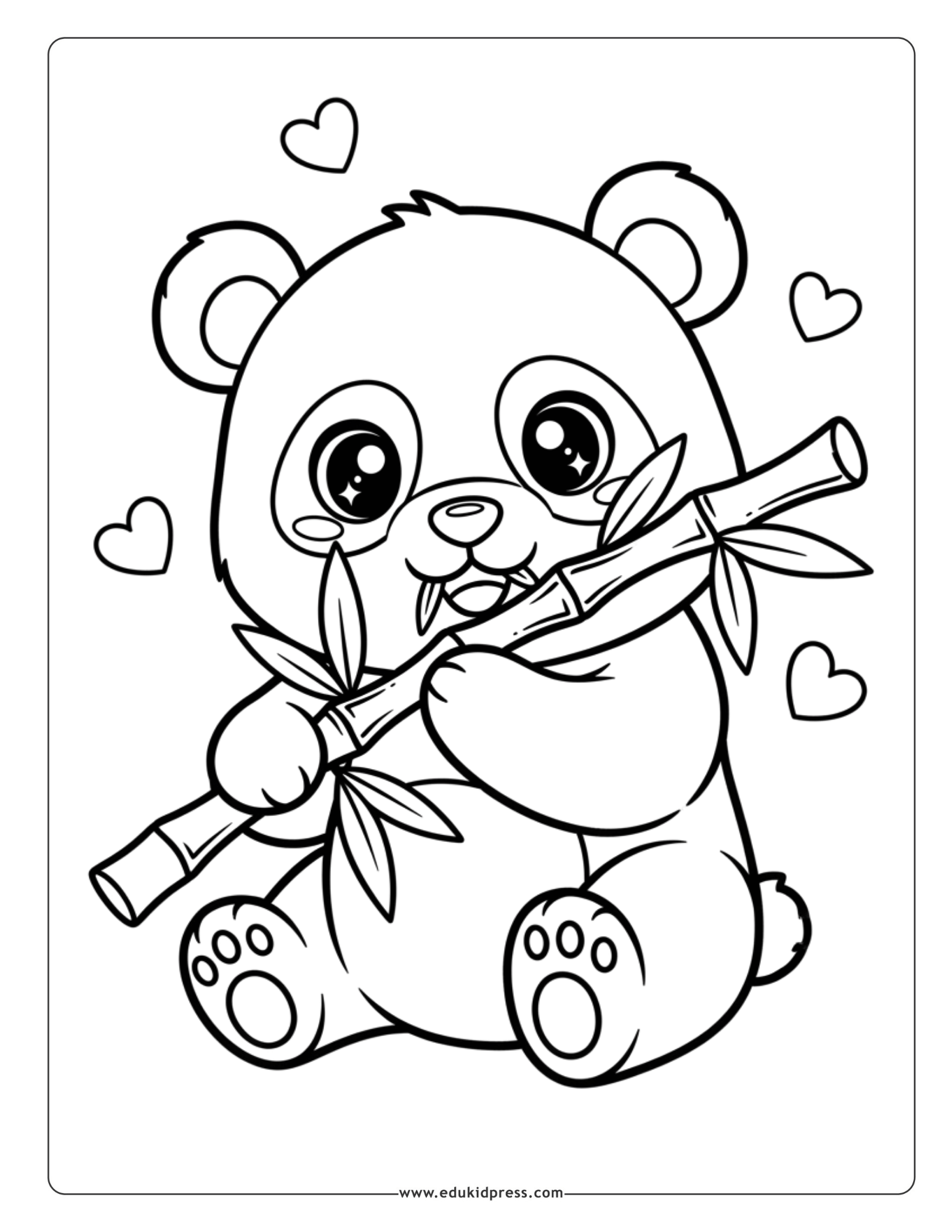 Kawaii cute panda coloring page printable free for kids