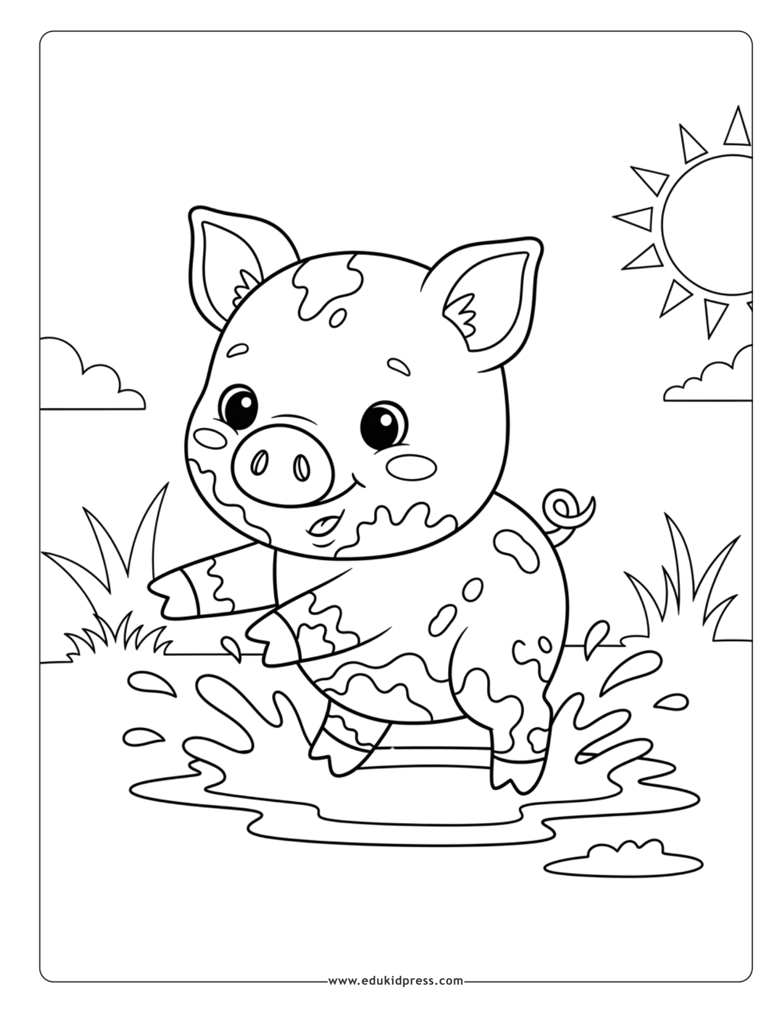 Simple cute piglet coloring page for toddlers free printable