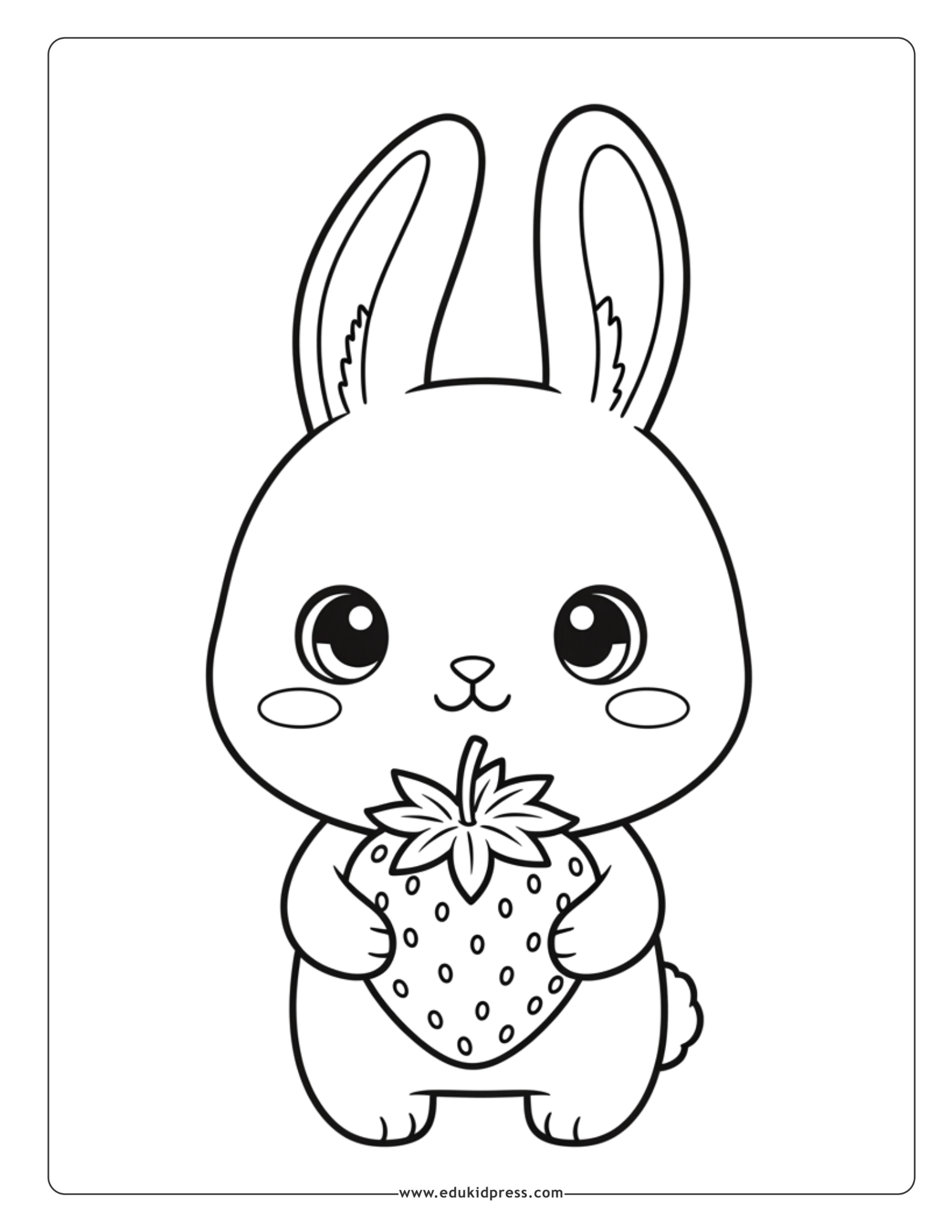 Simple kawaii bunny coloring page for kids free printable