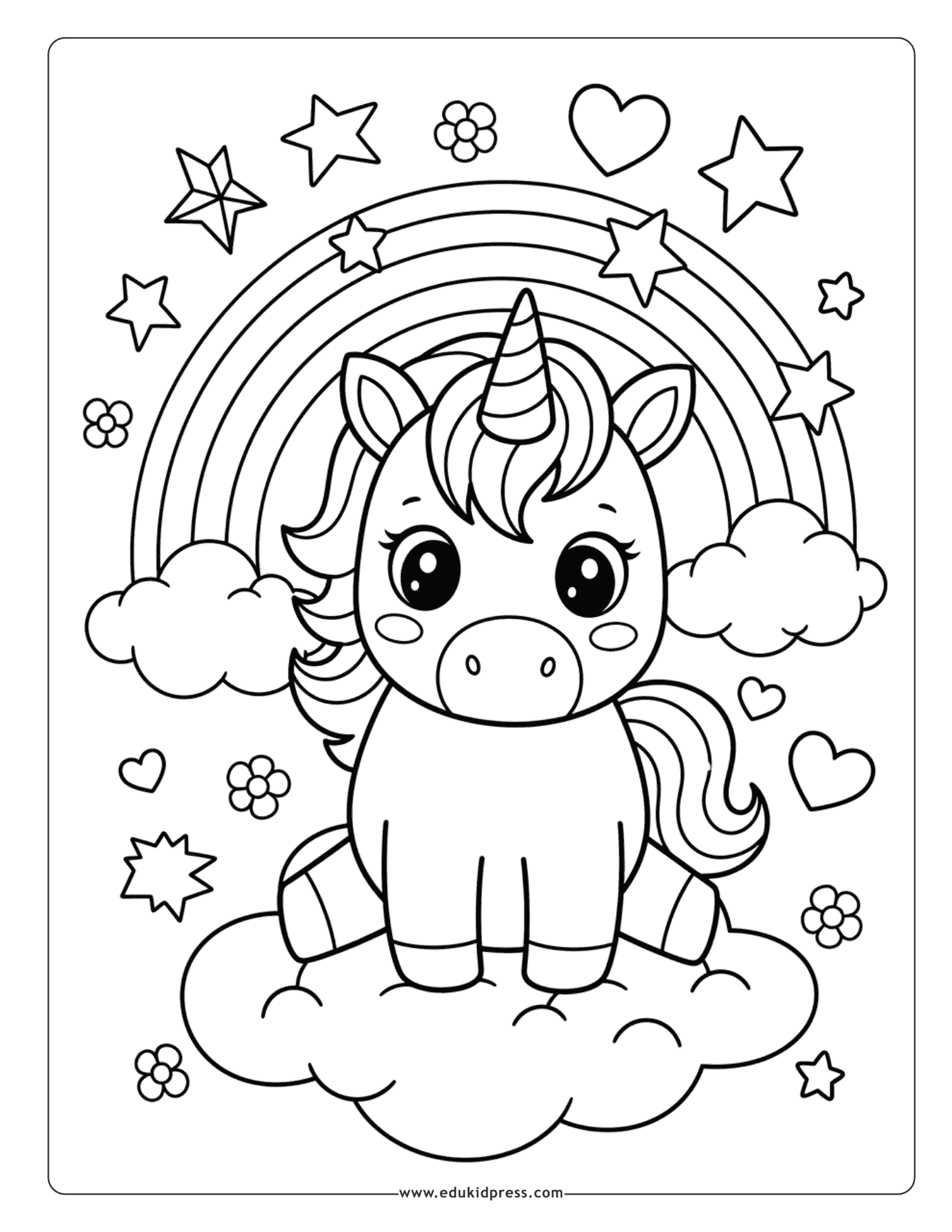 Sweet Baby Unicorn Coloring Page – free printable for toddlers and preschoolers