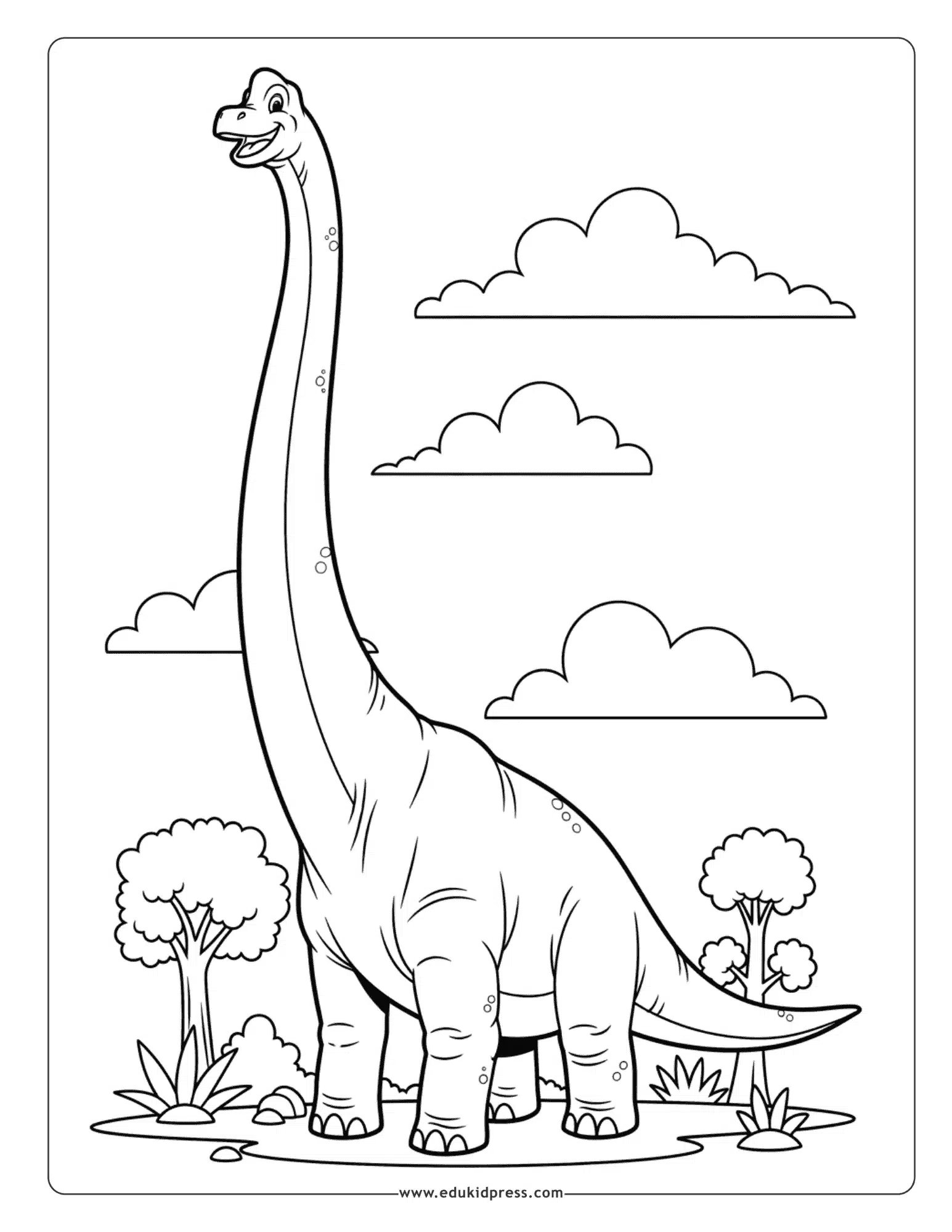 Tall Brachiosaurus coloring page free printable for kids